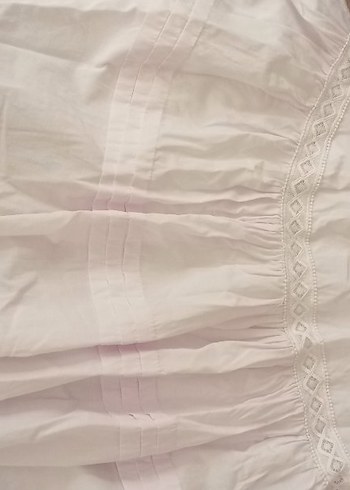 Beyaz Uzun Keten Etek Fırfır Detaylı - Görsel 2