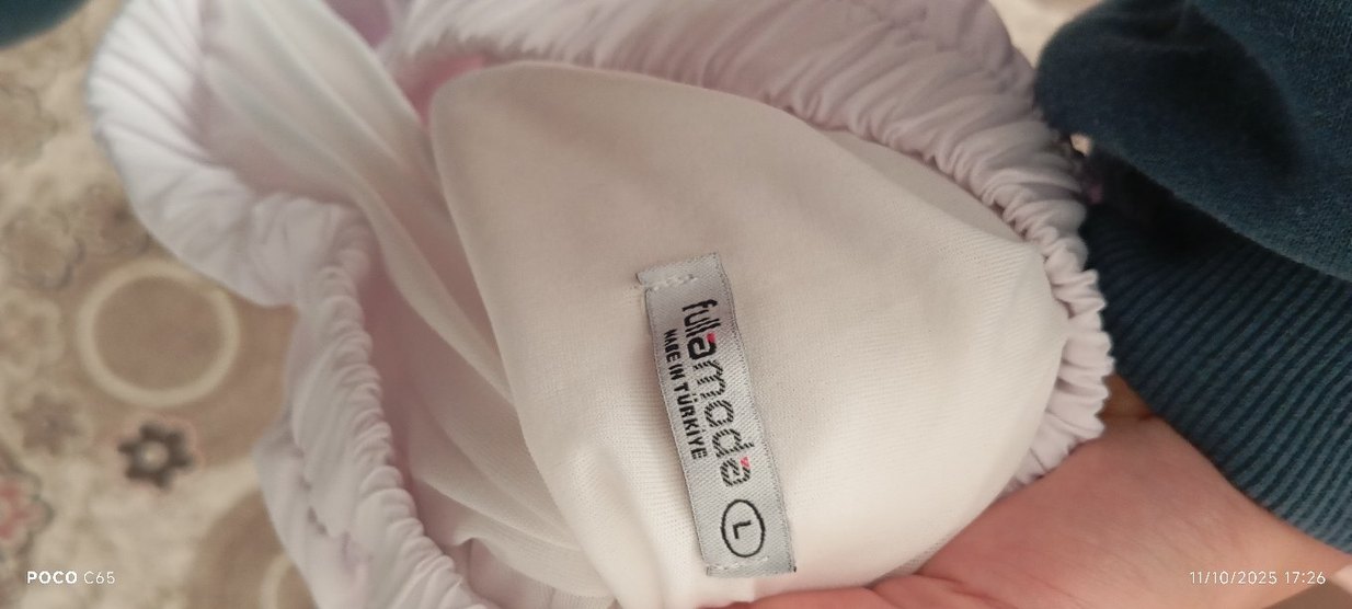 Beyaz Uzun Keten Etek Fırfır Detaylı - Görsel 3