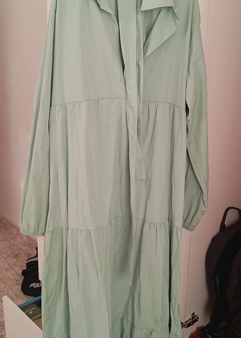 Düğmeli bel bağlamalı tesettür elbise - Görsel 2