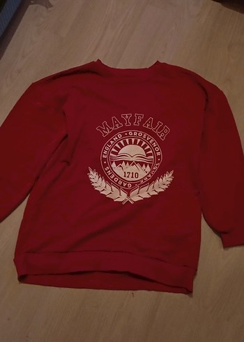 unısex kırmızı iki ıplık sweatshirt - Görsel 2