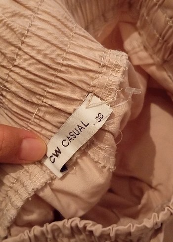 Bej Kadın Keten kargo Pantolon - Görsel 2