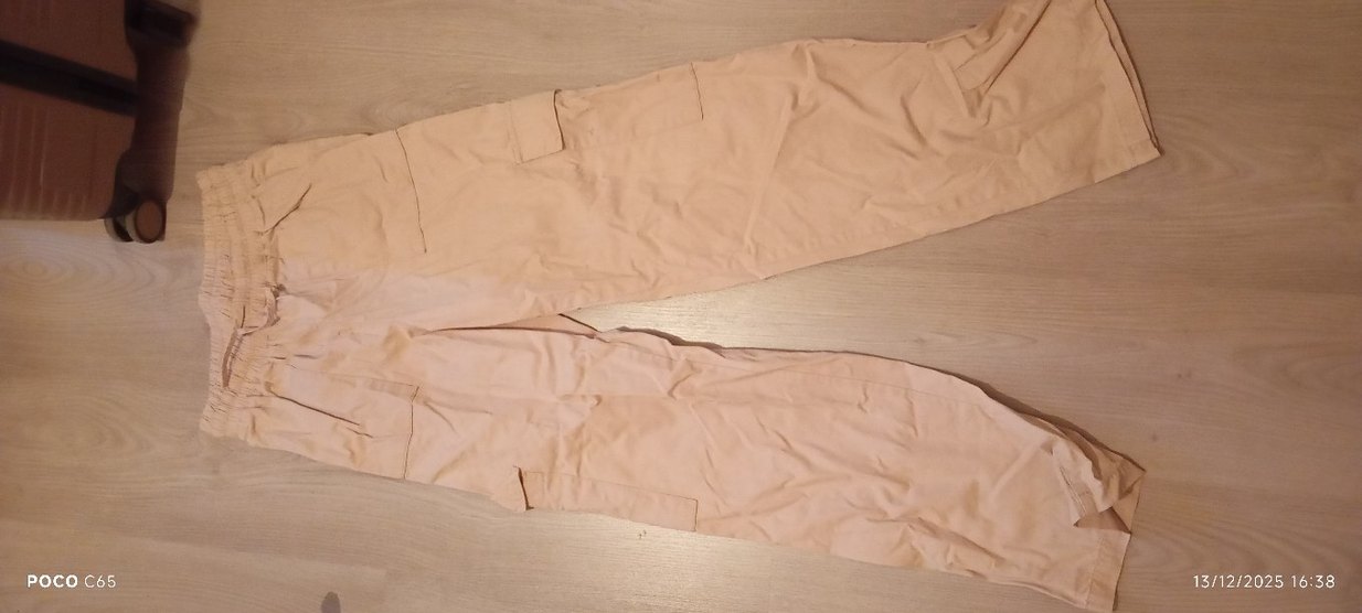 Bej Kadın Keten kargo Pantolon - Görsel 3