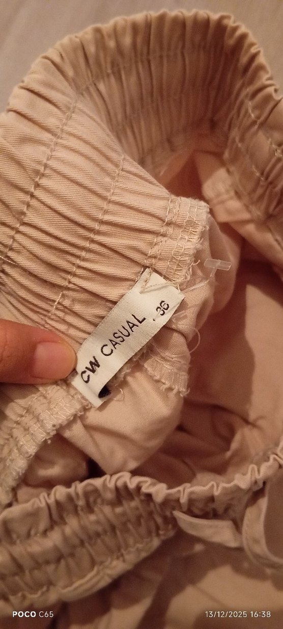 Bej Kadın Keten kargo Pantolon - Görsel 2