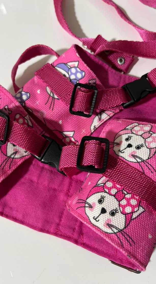 Pembe Kedi Desenli Renkli Kedi Göğüs Tasması - Görsel 4