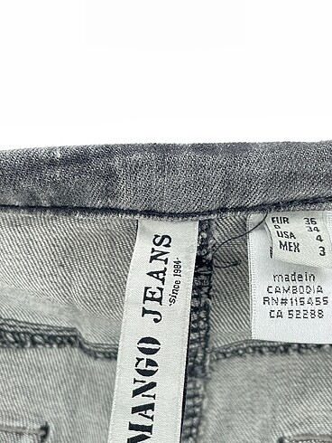 36 Beden gri Renk Mango Jean / Kot %70 İndirimli.