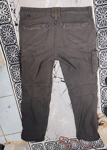 Gri Kadın Kumaş Bol Kesim Kemerli Pantolon - Görsel 4