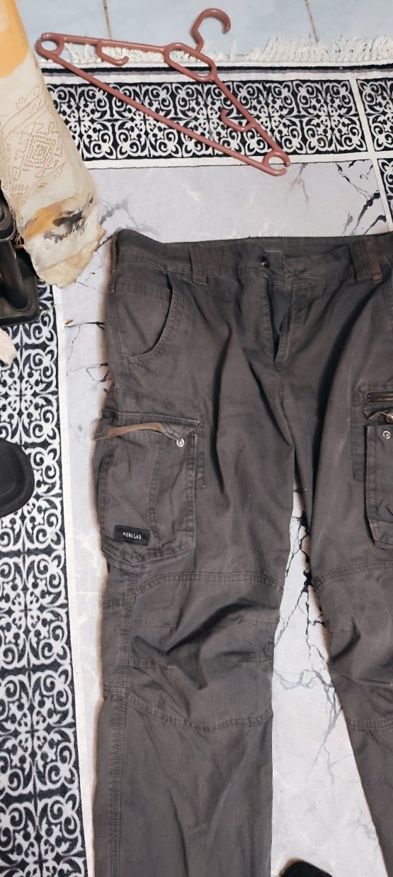 Gri Kadın Kumaş Bol Kesim Kemerli Pantolon - Görsel 2