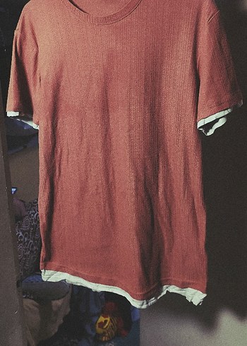 Erkek Koyu Kahverengi Keten Kısa Kollu Tişört - Görsel 2