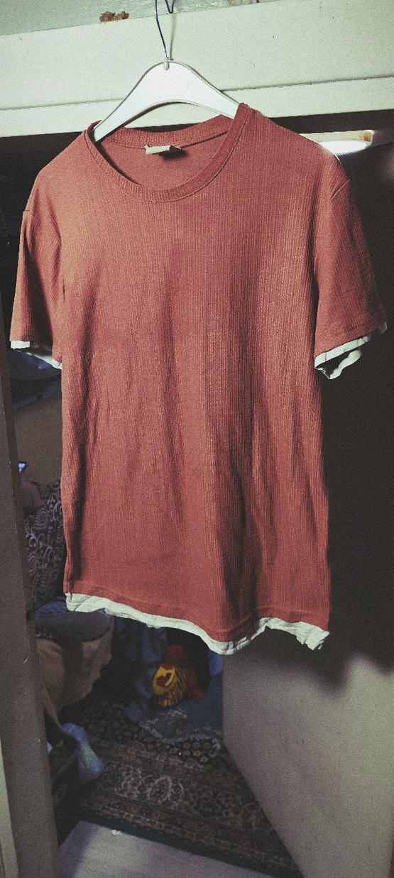 Erkek Koyu Kahverengi Keten Kısa Kollu Tişört - Görsel 2