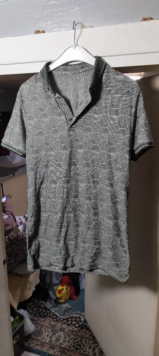 Gri Bağlama Desenli Kısa Kollu Polo Tişört - Görsel 2