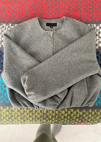 m Beden Gri Kadın Kısa soft Bomber Ceket zara