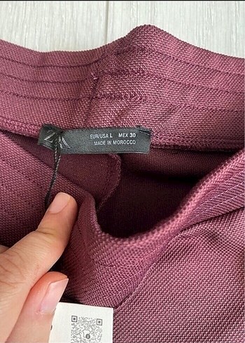 l Beden bordo Renk Zara fermuarlı pantolon