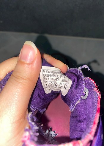 Mor Bağcıklı ve Cırt Cırtlı Kız Spor Ayakkabı - Görsel 4