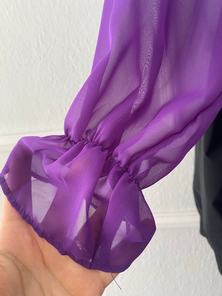 Mor Uzun Drapeli Kadın Elbise - Görsel 5