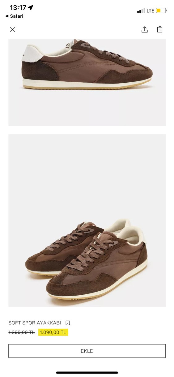 Zara kahverengi soft spor ayakkabı - Görsel 4