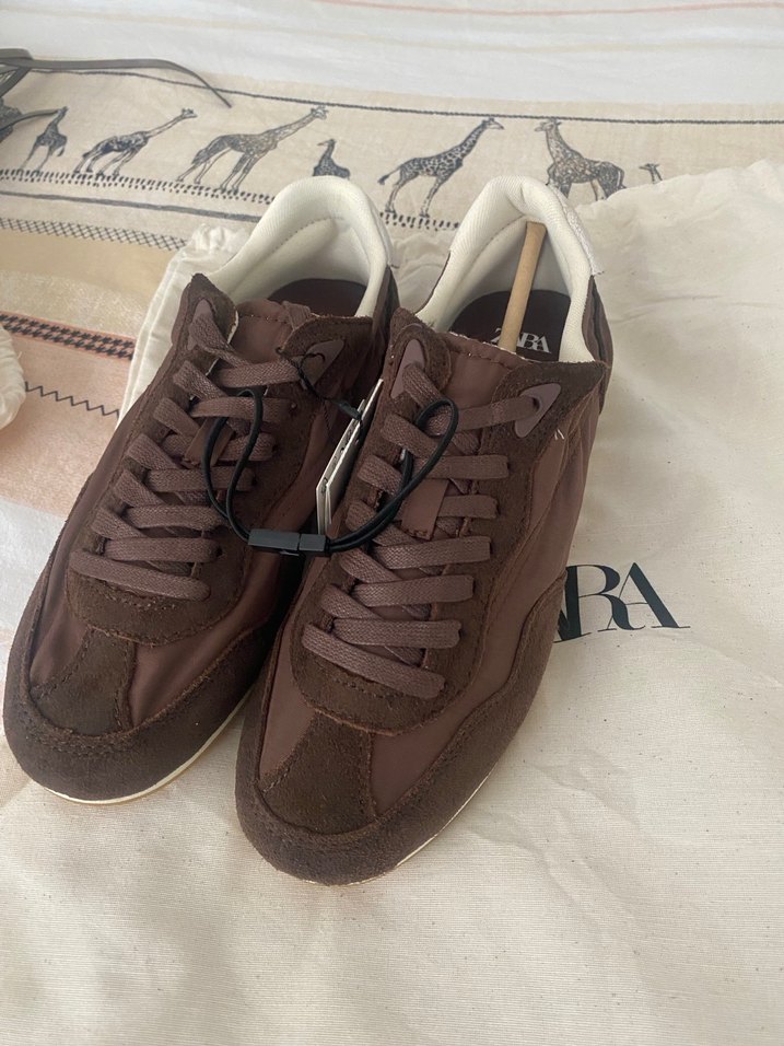 Zara kahverengi soft spor ayakkabı - Görsel 2