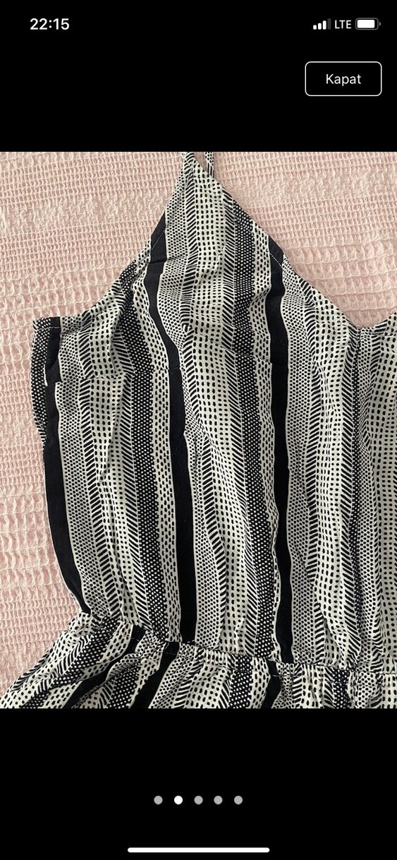 Gri Çizgili Mini Askılı Tulum - Görsel 2