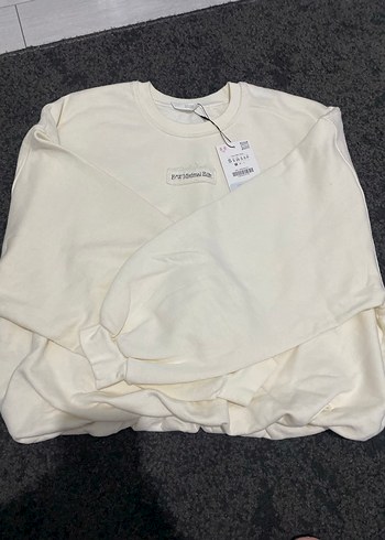 Beyaz Kadın Salaş Sweatshirt Zara - Görsel 6