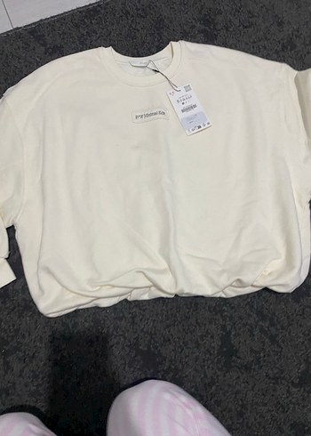 Beyaz Kadın Salaş Sweatshirt Zara - Görsel 2
