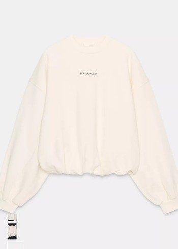 Beyaz Kadın Salaş Sweatshirt Zara - Görsel 4