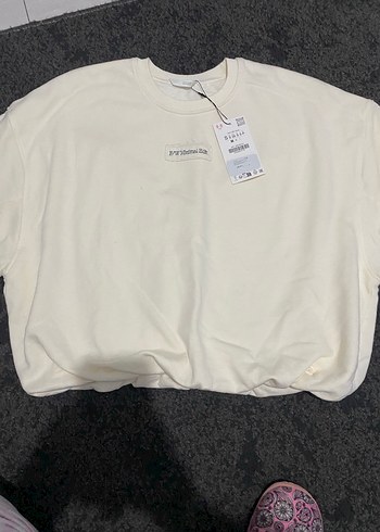 Beyaz Kadın Salaş Sweatshirt Zara - Görsel 5