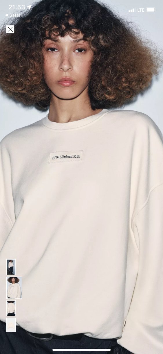 Beyaz Kadın Salaş Sweatshirt Zara - Görsel 3