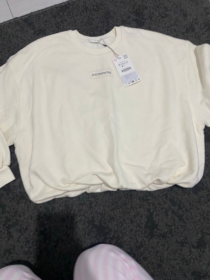 Beyaz Kadın Salaş Sweatshirt Zara - Görsel 2