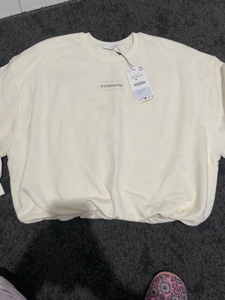 Beyaz Kadın Salaş Sweatshirt Zara - Görsel 5