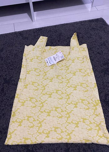 Sarı kalın askılı  Midi Dantel Elbise Zara - Görsel 5