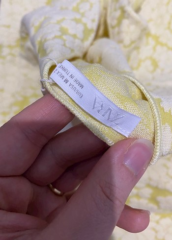 Sarı kalın askılı  Midi Dantel Elbise Zara - Görsel 6