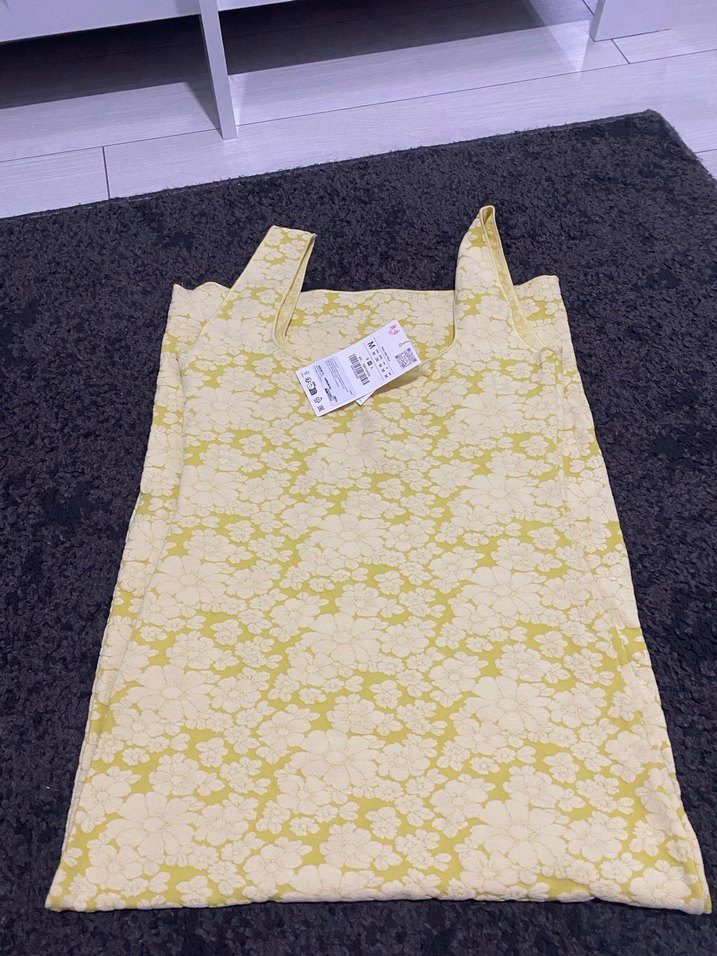 Sarı kalın askılı  Midi Dantel Elbise Zara - Görsel 5