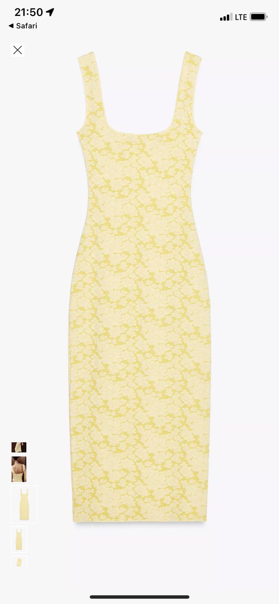 Sarı kalın askılı  Midi Dantel Elbise Zara - Görsel 4