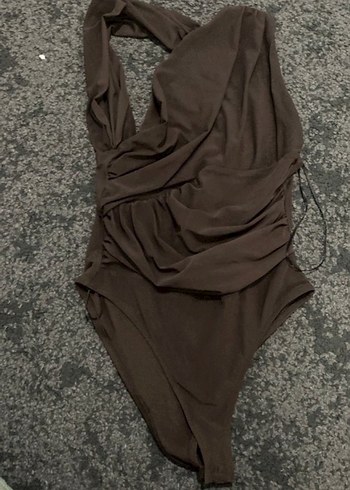 Zara asimetrik Kahverengi V Yaka Drapeli Kadın Bluz - Görsel 4