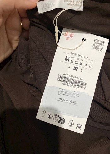 Zara asimetrik Kahverengi V Yaka Drapeli Kadın Bluz - Görsel 5