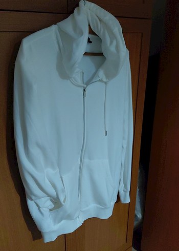 Defacto Beyaz ve gri Fermuarlı Erkek Sweatshirt