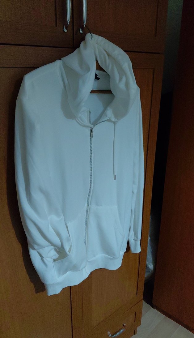 ekru krem  ve gri Fermuarlı Erkek Sweatshirt - Görsel 2