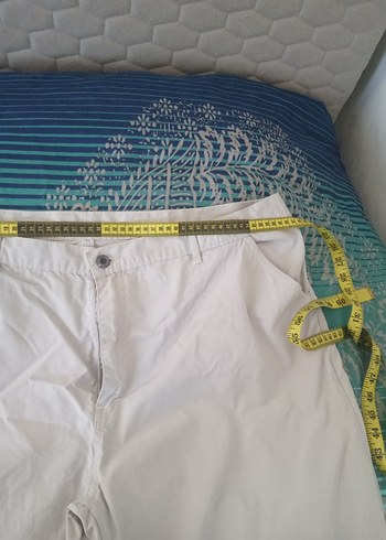 Beyaz Pamuklu Bol Kesim Kemerli erkek Pantolon - Görsel 5