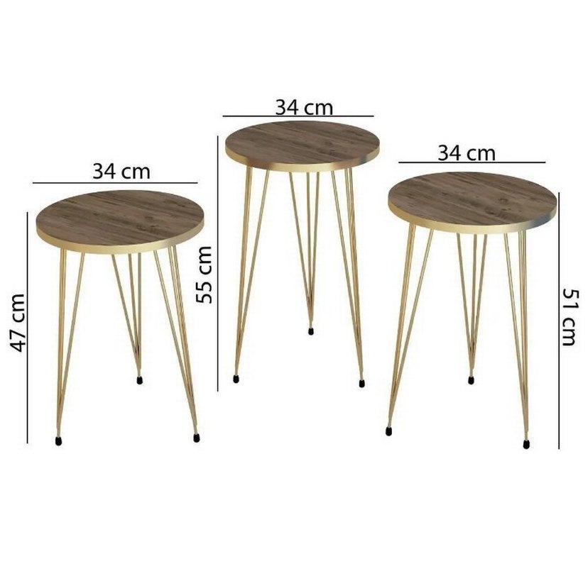 üçlü yuvarlak sehpa - Görsel 3