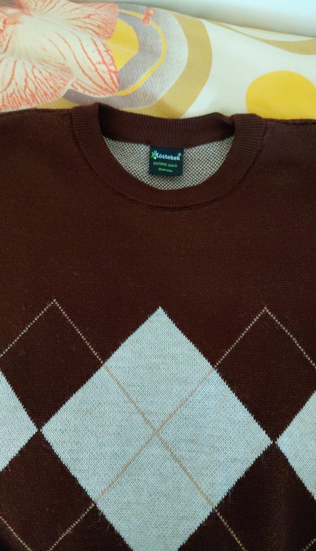 Kadın Kahverengi Örgü Kazak - Görsel 2