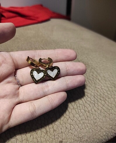 Çelik kadın kalpli küpe gold - Görsel 2