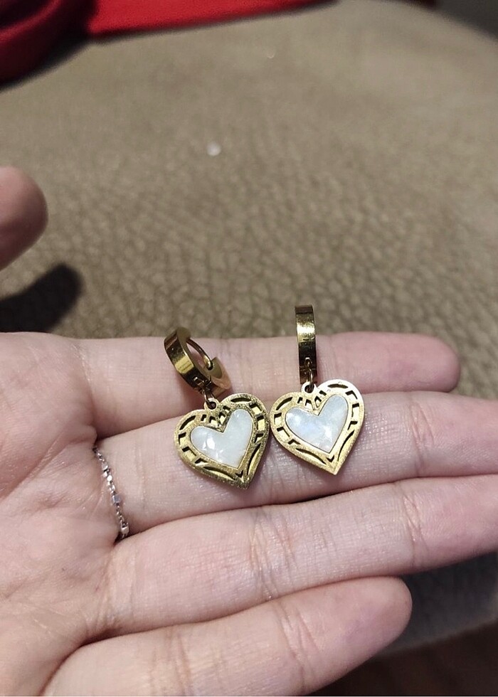 Çelik kadın kalpli küpe gold - Görsel 3