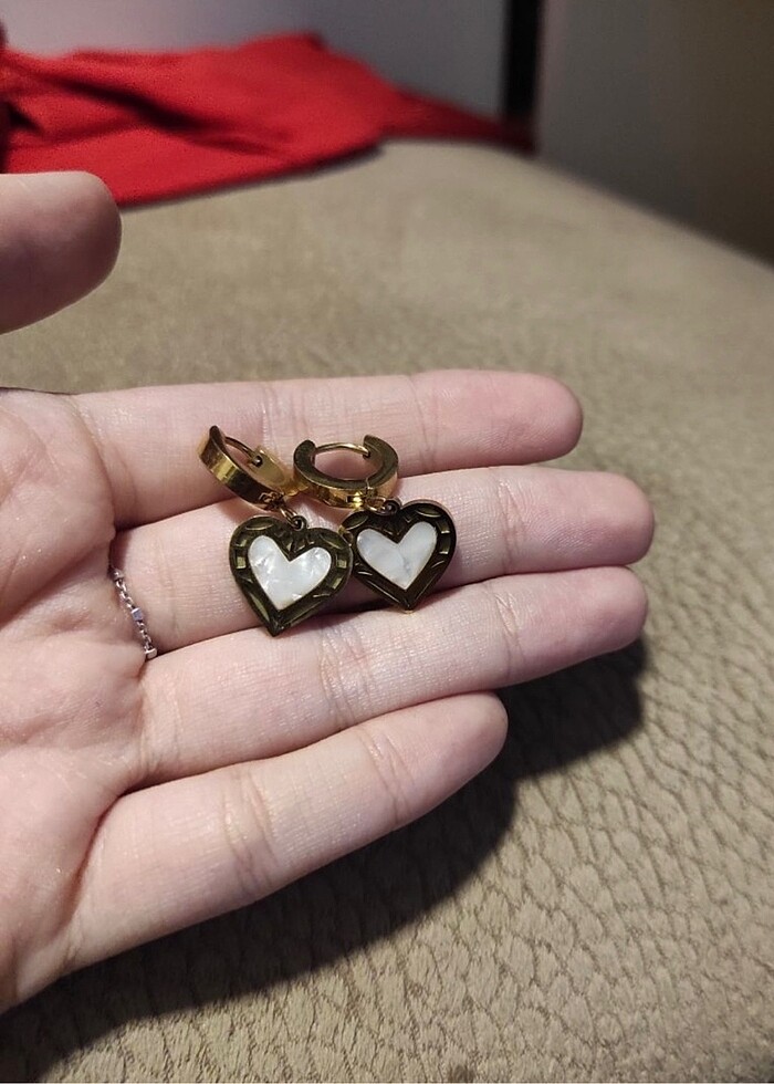 Çelik kadın kalpli küpe gold - Görsel 2