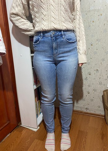 xl Beden Stradivarius Düğmeli Kadın Kot Pantolon, Mavi, Fitted