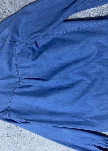 m Beden Düğmeli Mavi Kadın Denim Ceket