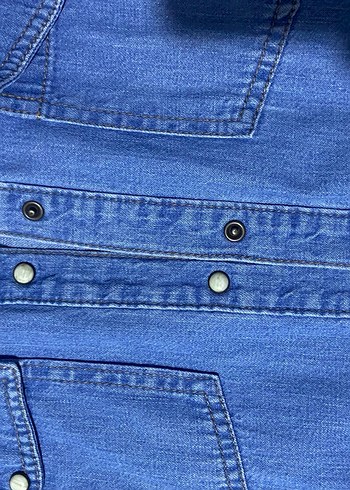 Düğmeli Mavi Kadın Denim Ceket