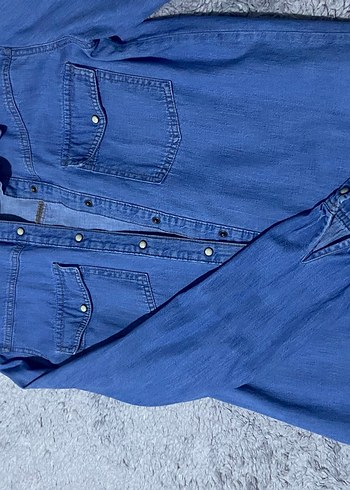 Stradivarius Düğmeli Mavi Kadın Denim Ceket