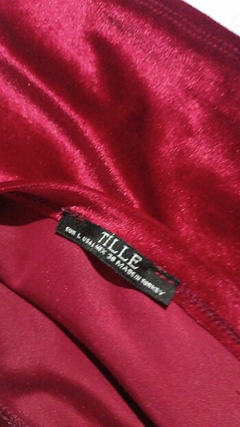 l Beden bordo Renk Kadife kırmızı crop top