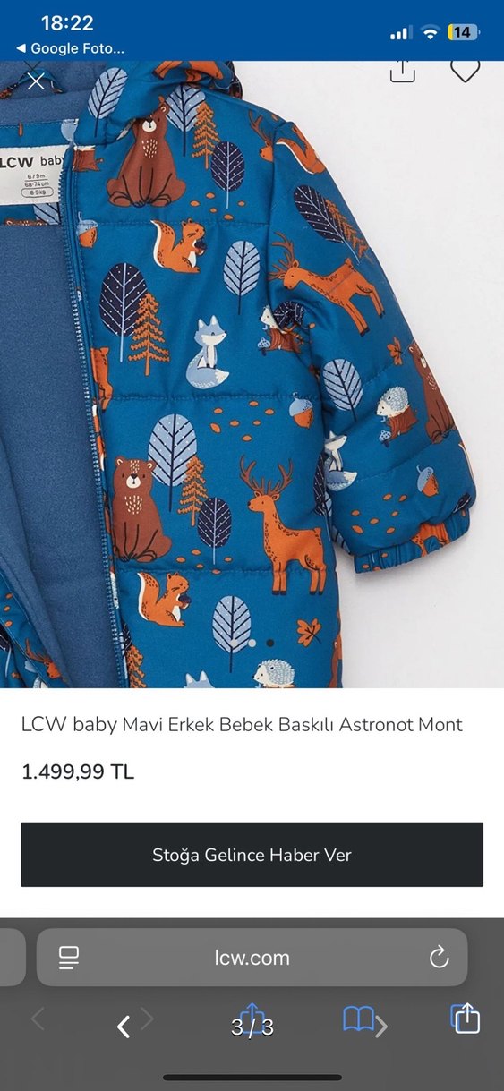 LCW Baby Erkek Mavi Baskılı Astronot Mont - Görsel 3