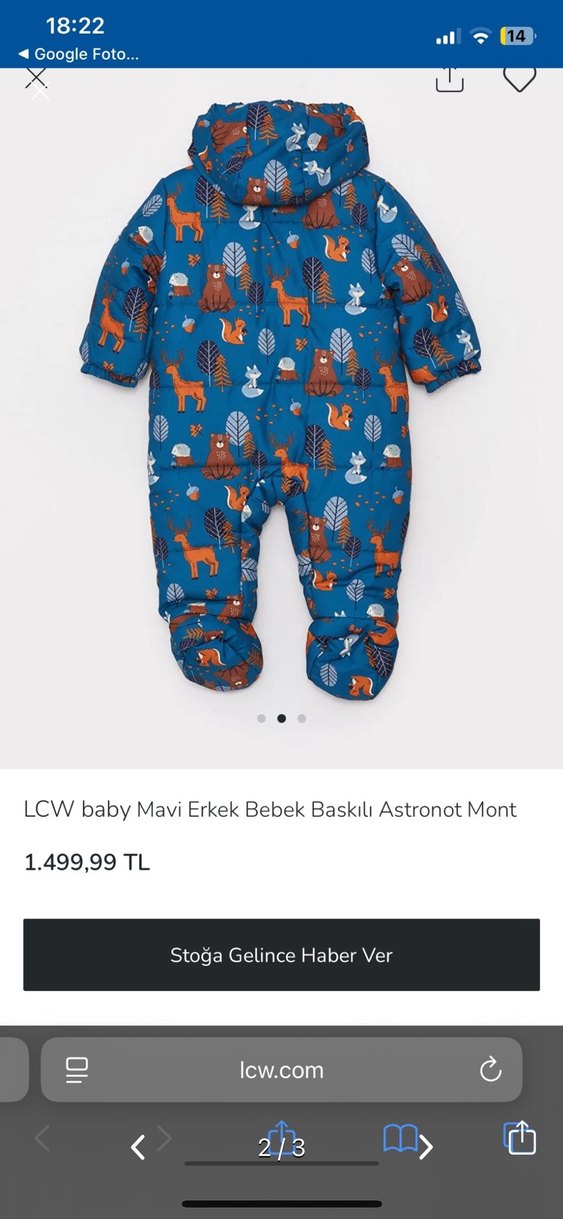 LCW Baby Erkek Mavi Baskılı Astronot Mont - Görsel 2
