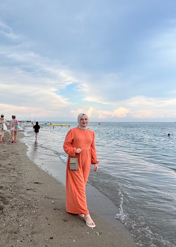 Uzun Kol, Bağlamalı Pamuklu Kadın Elbise